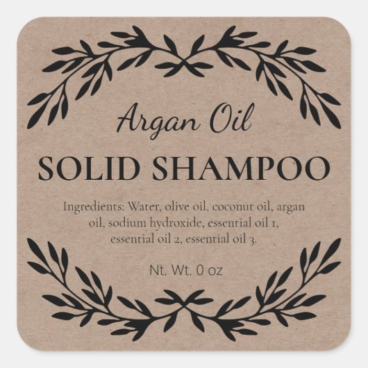 Étiquettes en shampooing solide maison écologique (Devant)