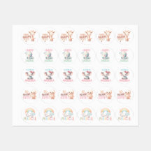 Bébé mignon feuille d'autocollant animal - Giraffe