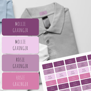 Étiquettes Enfant Fille violette et rose Skinny Font Vêtements d'éco