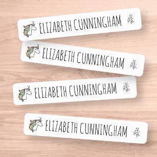 Étiquettes Enfant Modern Cute Unicorn Ajouter Votre Nom
