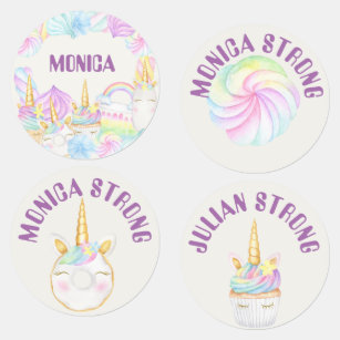 Étiquettes Enfant Pastel arc-en-ciel unicorn bonbons vêtements étiqu
