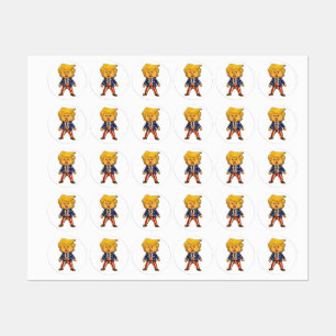 Étiquettes Épinglette Chibi Cartoon Trump heureux Drapeau pat