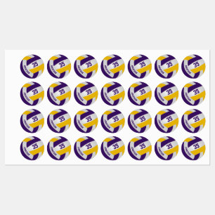 Étiquettes équipe d'or violet couleurs garçons filles volley-