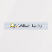 Étiquettes Excavateur Construction Camion Blue Stri Nom Étiqu (Design 2)