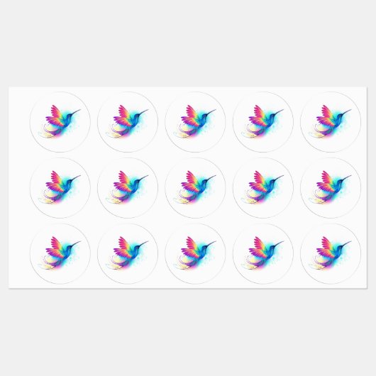 Étiquettes Exotic Rainbow Hummingbird (Feuille)