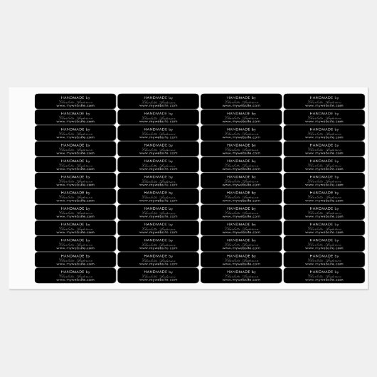 Étiquettes Fabriqué à la main avec le nom script noir (Feuille)
