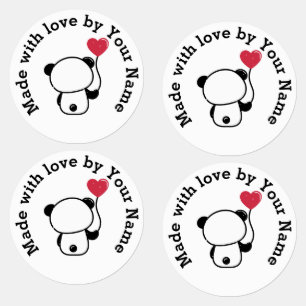 Étiquettes Fabriqué avec amour par You mignon Panda Fer-On