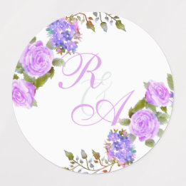 Étiquettes Faire-part de mariage de ruban violet Rose