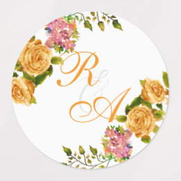Étiquettes Faire-part de mariage Monogramme de ruban Rose d'o