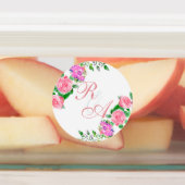 Étiquettes Faire-part de mariage Monogramme rose rose (Apposé)