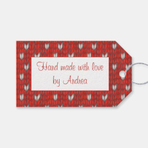 Étiquettes "Fait Main" Rectangle TRICOTÉ COEUR