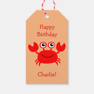 Étiquettes faites sur commande de cadeau de crabe