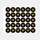 Étiquettes Faux Gold Foil Peace Dove en noir (Feuille)