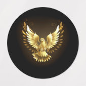 Étiquettes Faux Gold Foil Peace Dove en noir (Design 1)