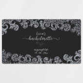 Étiquettes Fête de Bachelorette Fleurie Noir et Argent Gothiq (Design 1)