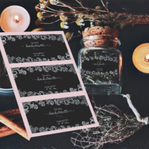 Étiquettes Fête de Bachelorette Florale Noir et Argent Gothiq