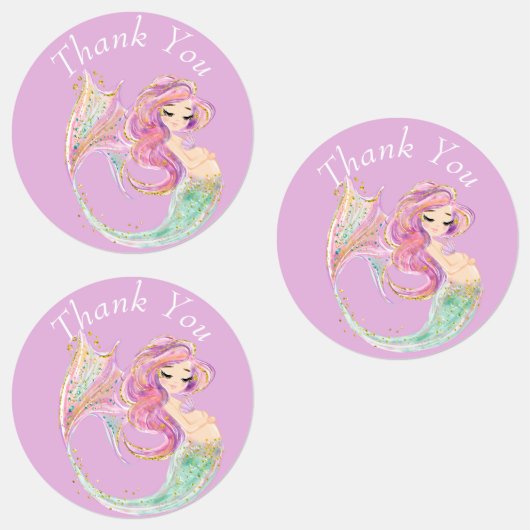 Étiquettes Fête des sirènes Baby shower mère rose (Groupe)