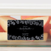 Étiquettes Fête gothique de Bachelorette Florale Noir et Arge (Apposé)