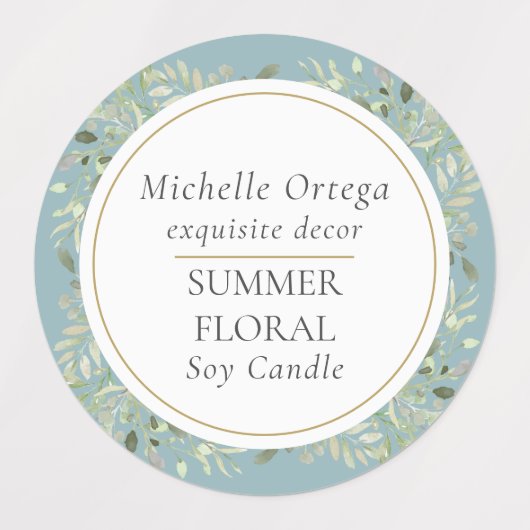 Étiquettes Feuillage vert Moderne Elégant Cercle Or (Design 1)