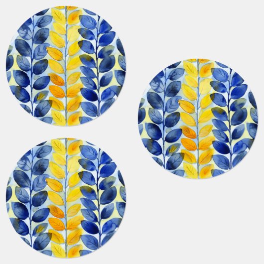 Étiquettes Feuilles jaune et bleu (Groupe)