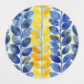Étiquettes Feuilles jaune et bleu (Design 1)