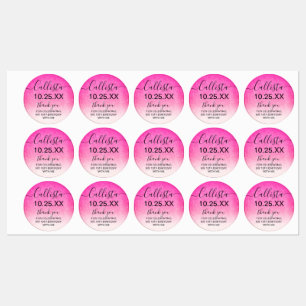 Étiquettes Fille Neon rose Parties scintillant blanche Ombre 