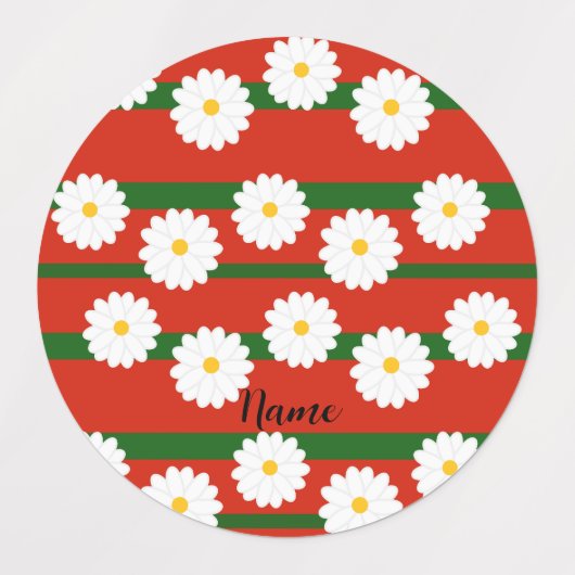 Étiquettes Fleur marguerite rouge 2 tons Motif Merry Chris (Design 2)