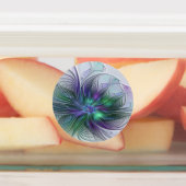 Étiquettes Fleur verte abstraite moderne fractale violette (Apposé)