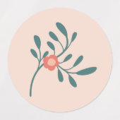 Étiquettes Fleurs de teint rosé botanique sarcelle (Design 2)