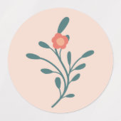 Étiquettes Fleurs de teint rosé botanique sarcelle (Design 1)