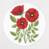 Étiquettes Fleurs d'été joyeuses floraison de pavot (Design 1)