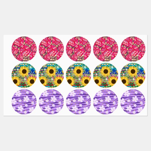 Étiquettes fleurs et dés (Feuille)