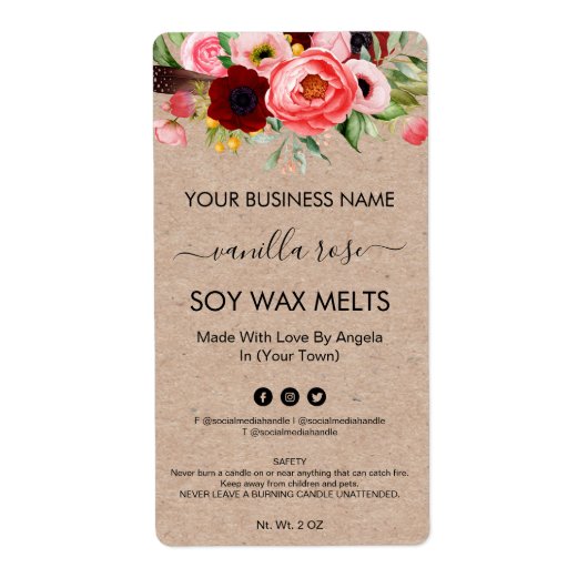 Étiquettes Floraux Pour L'Emballage De Soy Melt (Devant)