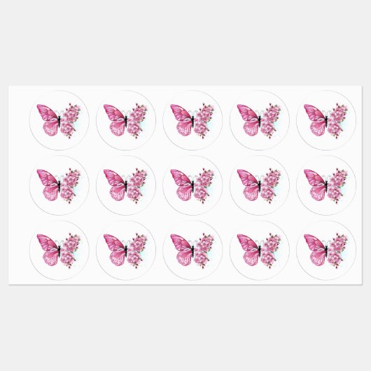 Étiquettes Flower Butterfly (Feuille)