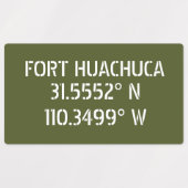Étiquettes Fort Huachuca Latitude Longitude Imperméable (Design 1)