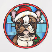 Étiquettes French Bulldog Vitrail Christmas (Design 1)