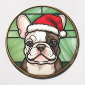 Étiquettes French Bulldog Vitrail Christmas (Design 2)