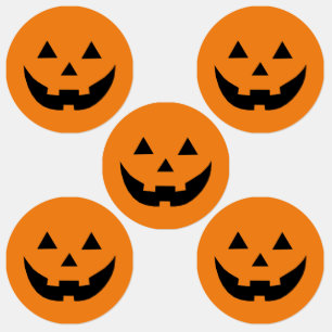 Étiquettes Fun orange Jack-o'-lantern visage citrouille Hallo