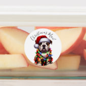 Étiquettes Funny Bulldog Modern mignonne lumières de Noël (Apposé)