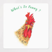 Étiquettes Funny Surprised Curious Rooster - What's So Funny (Design 1)