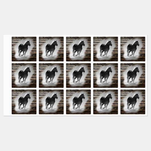 Étiquettes Galloping de Wild Horse (Feuille)
