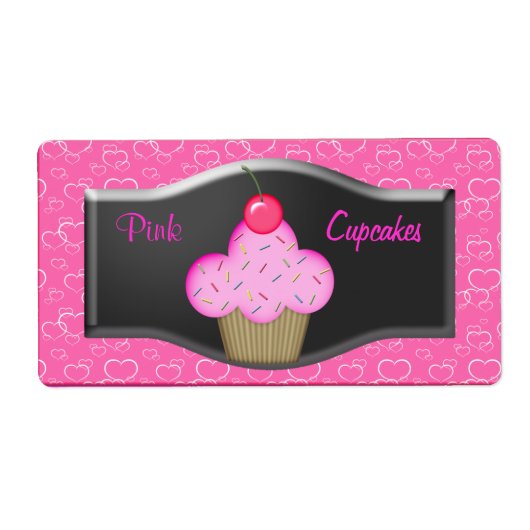 Étiquettes Gâteaux Cupcakes Rose Mignon (Devant)