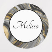 Étiquettes Géode moderne Gold & Grey Agate (Design 1)