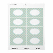 Étiquettes Gingham Aqua Vintage (Feuille entière)