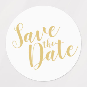 Étiquettes Gold Modern Script Wedding Enregistrer la date Éti