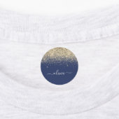 Étiquettes Gold Navy Blue Parties scintillant Chic Monogramme (Apposé)