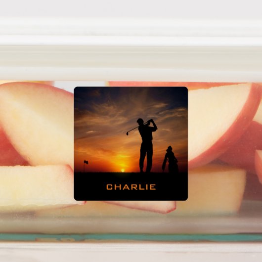 Étiquettes Golfer Sunset nom personnalisé (Apposé)
