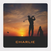 Étiquettes Golfer Sunset nom personnalisé (Design 2)