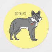 Étiquettes Gray wolf with pipe cartoon (Design 2)