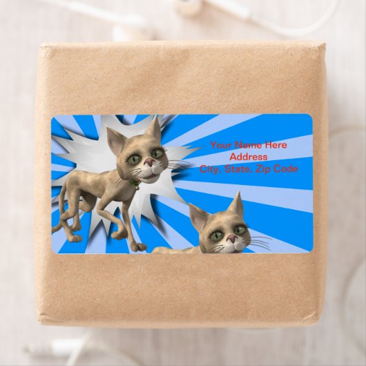 Étiquettes gris bleu chat (En situation)